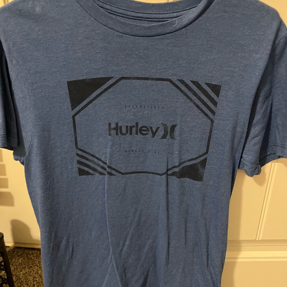 Hurley Blue Short Sleeve Tee with Geometric Design